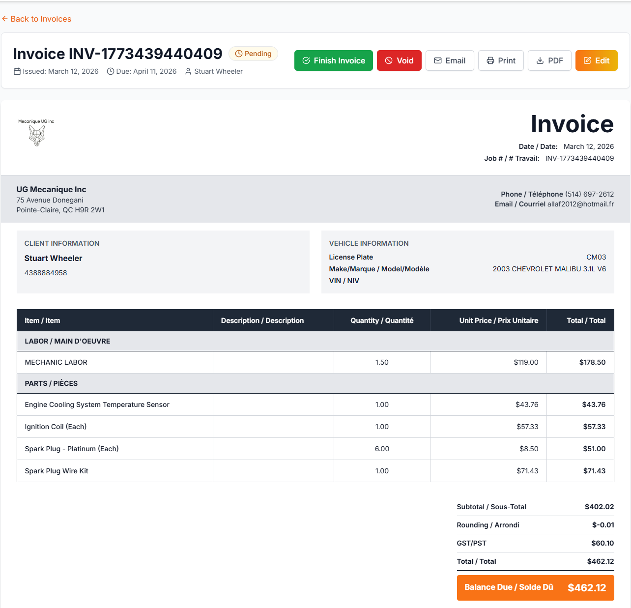 UGView Invoice Preview