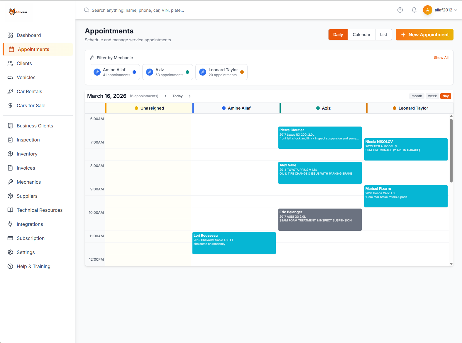 UGView Appointments Calendar